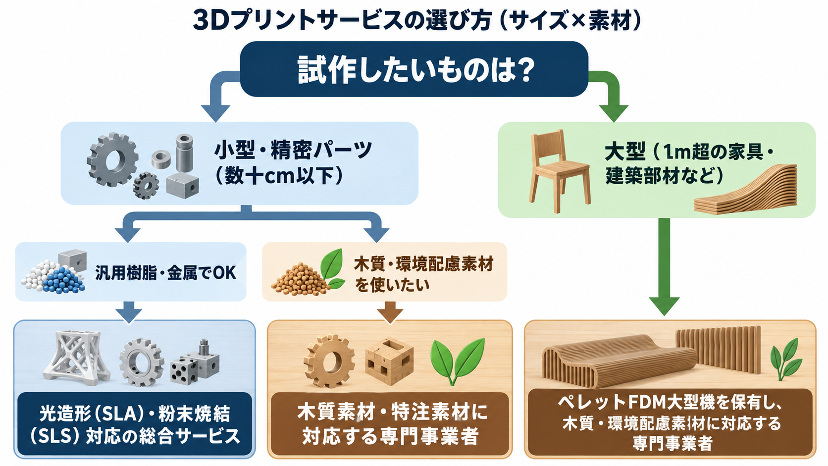 3Dプリントサービス選定フロー図
